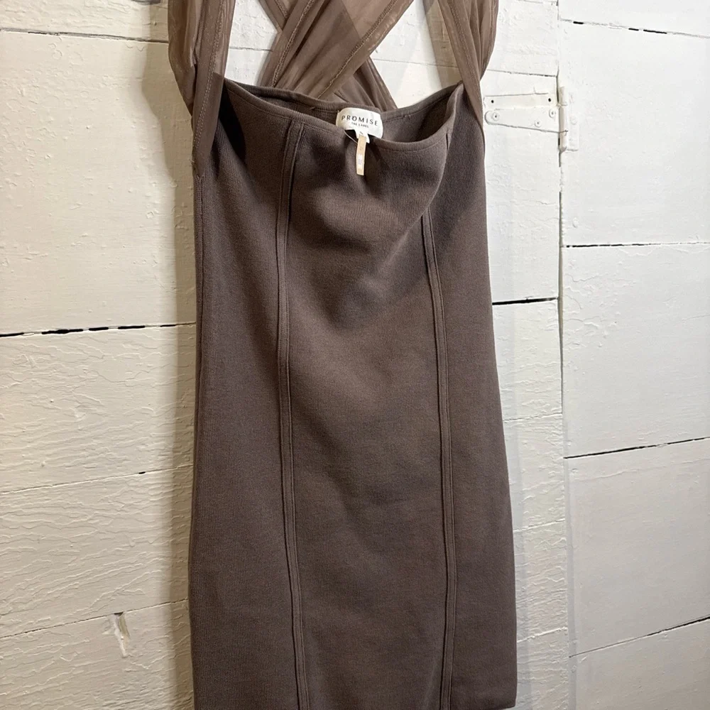 Promise Chocolate Cross-Strap Mini Dress - Picture 6 of 7